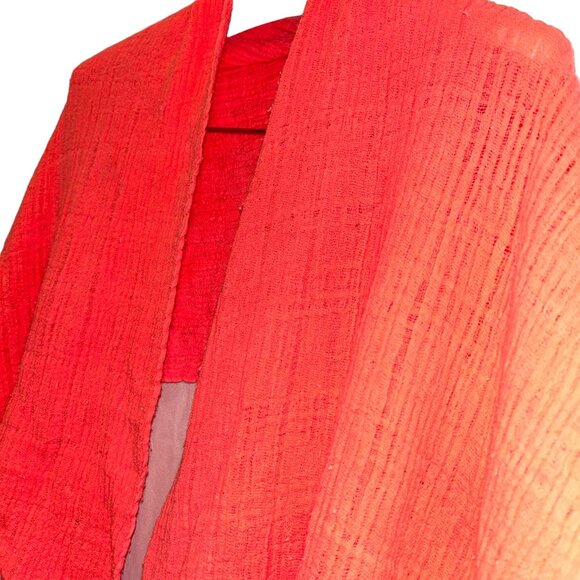 cool miro neon orange gauzy cotton nubby scarf - Picture 3 of 4